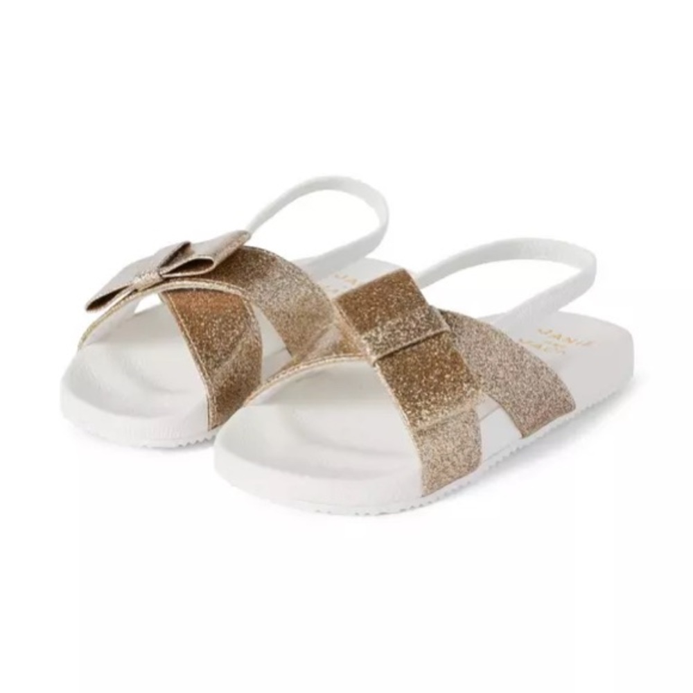 Janie and Jack Glitter Bow Pool Sandals